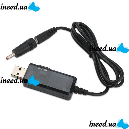 Step-up USB cable for powering a Wi-Fi router from Power Bank 5V with a 9V or 12V switch, with a 9V/12V regulator with a 3.5mm and 5.5mm adapter