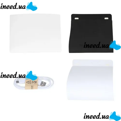 Раскладной фотобокс NJ-0065 с Led-подсветкой 22x22x22 см для предметной съемки, Световой лайтбокс для макросъемки, Мини фотостудия 2 фона