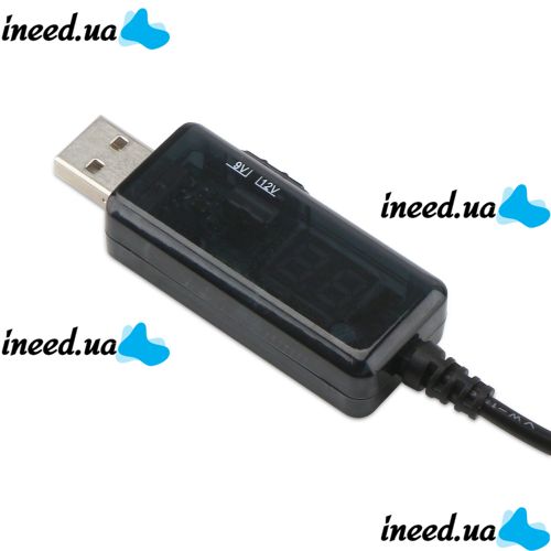 Step-up USB cable for powering a Wi-Fi router from Power Bank 5V with a 9V or 12V switch, with a 9V/12V regulator with a 3.5mm and 5.5mm adapter