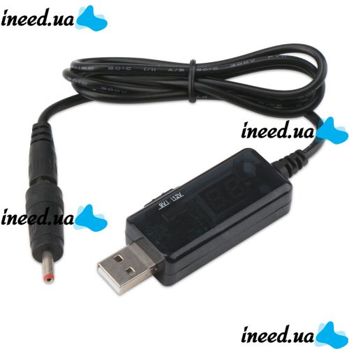 Step-up USB cable for powering a Wi-Fi router from Power Bank 5V with a 9V or 12V switch, with a 9V/12V regulator with a 3.5mm and 5.5mm adapter