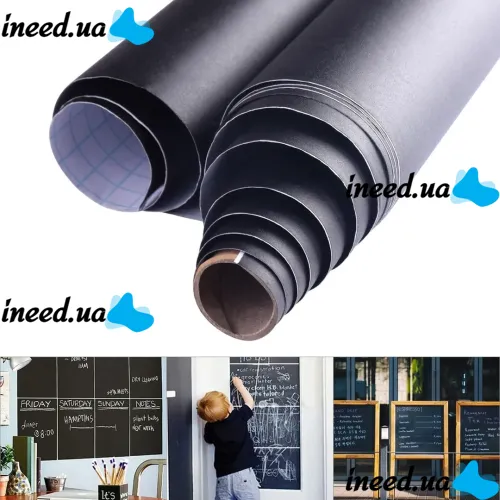 Настенная пленка для рисования мелом Black Board Sticker GS-0668 200x60 см + 5 мелков, Самоклеящаяся детская художественная наклейка на стену 