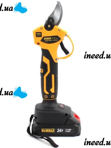 Аккумуляторный секатор DeWalt DCMPP540P1 24V 5AH с 2 аккумуляторам для обрезки веток и деревьев, Беспроводной электросекатор ножницы Деволт в кейсе