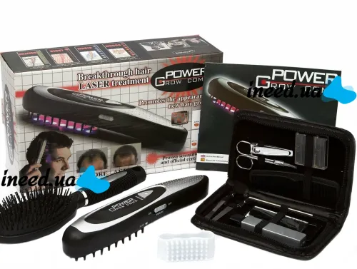 Electric Laser Comb Power Grow Comb BOS-25 against hair loss and for hair Growth with a manicure set for alignment on batteries Black