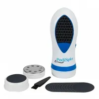 Электрическая пемза Pedi Spin Pro Педи Спин для удаления огрубевшей кожи стоп и пяток, Прибор для чистки ног со сменными насадками Pedispin Белая