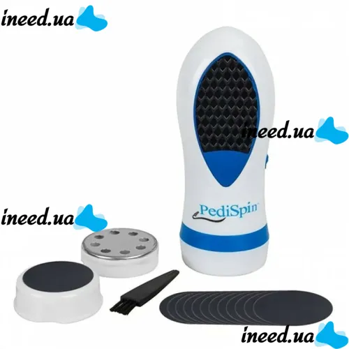 Электрическая пемза Pedi Spin Pro Педи Спин для удаления огрубевшей кожи стоп и пяток, Прибор для чистки ног со сменными насадками Pedispin Белая