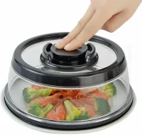 Многоразовая вакуумная крышка Press Dome Stay Fresh Longer NJ-352 19см для пакования пищевых продуктов Кухонный контейнер вакууматор для пищи Черный