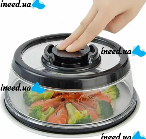 Многоразовая вакуумная крышка Press Dome Stay Fresh Longer NJ-352 19см для пакования пищевых продуктов Кухонный контейнер вакууматор для пищи Черный