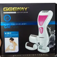 Беспроводной эпилятор Gemei GM-7006 4 в 1 для удаления волос с 4 насадками, Электробритва с двойным лезвием на аккумуляторе для всего тела Розовый