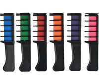 Набор мела для волос Hair Chalk FM227 разноцветные красители 6 шт комплект расчесок с цветными мелками для окрашивания волос детей и взрослых