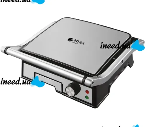 Электрический контактный гриль Bitek BT-2687 3000W прижимной двухсторонний электрогриль для мяса с антипригарным покрытием и таймером от сети 220V