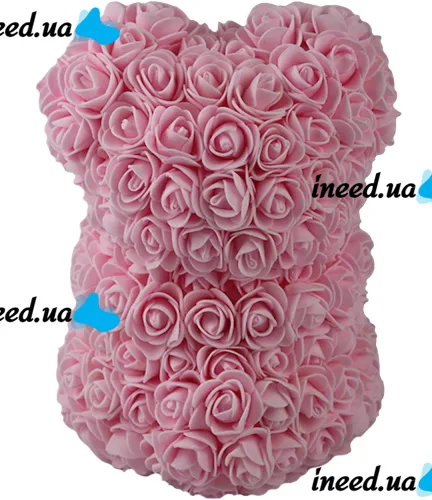 Маленький мишка из искусственных 3D роз Teddy Bear de Luxe 25 см Pink, розовый медведь Тедди