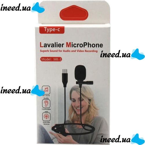 Петличный микрофон Media Microphone DM USB Type-C MK-3 с разъемом для телефона, мини микрофон 15 см, проводная петличка