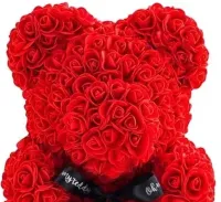 Маленький мишка из искусственных 3D роз Teddy Bear de Luxe 25 см Red, красный медведь Тедди
