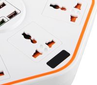 Универсальный сетевой фильтр удлинитель Anti-Static Socket Remax BKL-07 на 3 розетки 4 USB 3.4A, Электрический тройник с предохранителем PS07 Белый