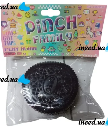 Силиконовая игрушка антистресс сквиш Печенье Oreo Pinch Family 6 см с ворсинками для рук, Детская мялка в виде печенья Таба Орео Squishy для детей