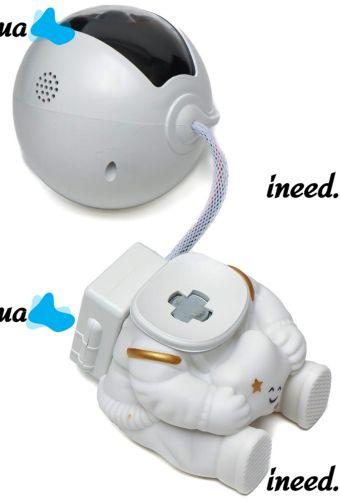 Сидячий лазерный ночник проектор Астронавт со звездой Astro Star Mini HR-F3 Белый мини светильник космонавт с проекцией звездного неба и пультом