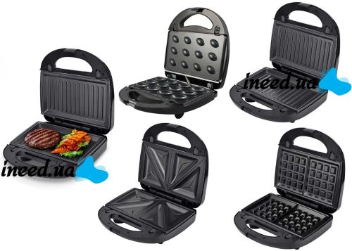 Sandwich maker sandwich maker multi-baker 4 in 1 Domotec MS-7704 1000W 4in1 grey grill, waffle iron, hazel 1000W