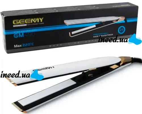 Утюжок выпрямитель для волос Geemy GM-490, Профессиональная керамическая плойка выравниватель Gemei для укладки с дисплеем и регулировкой температуры