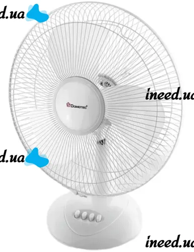 Настольный вентилятор Domotec MS-1625 White Fan 3 режима диаметр 30 см, Комнатный компактный электровентилятор Домотек MS1625 30 Вт от сети Белый