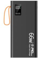 Портативное зарядное устройство Power Bank YM-644DX 66W 30000 mAh c набором кабелей для зарядки с фонариком, Внешний аккумулятор повербанк Черный