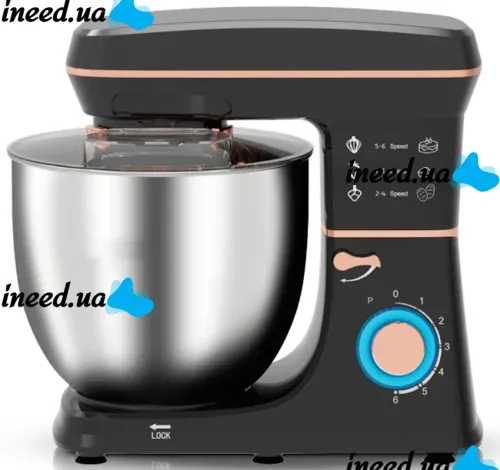 Кухонный планетарный миксер тестомес Domotec R-6673 с чашей 12л и насадками, Стационарный настольный миксер измельчитель для замешивания теста 1800W