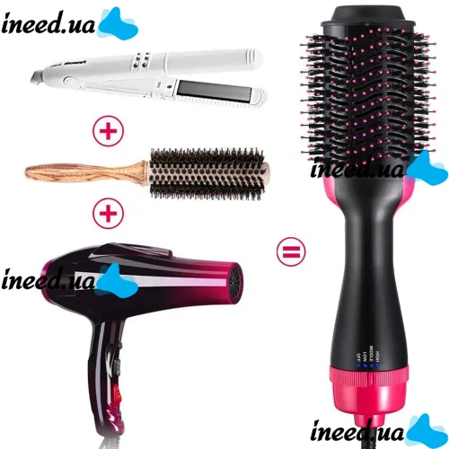 Фен щітка гребінець 3в1 One step hair Dryer 3 режими 1000W, випрямляч для укладання волосся, стайлер з функцією іонізації і керамічним покриттям