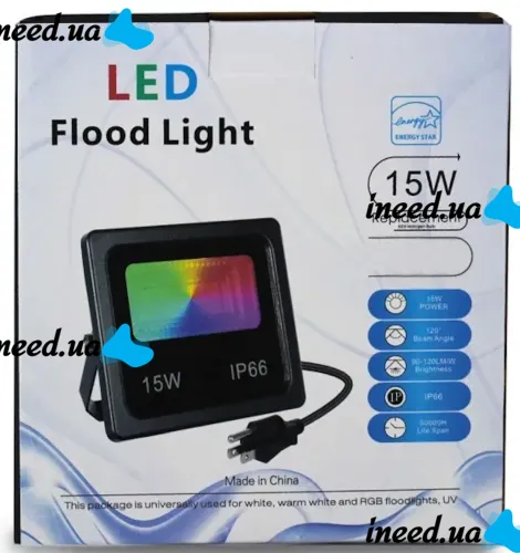 Уличный светодиодный прожектор RGB Flood LB-7980 Light с Bluetooth управлением от телефона, LED Фонарь 15W с монтажным креплением для освещения IP66 от сети