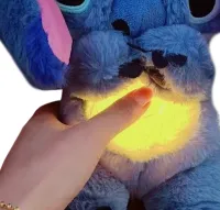 Интерактивная мягкая игрушка дышащий стич Stich 30 см, Музыкальный плюшевый ночник стич с эффектом дыхания на батарейках для новорождённых детей