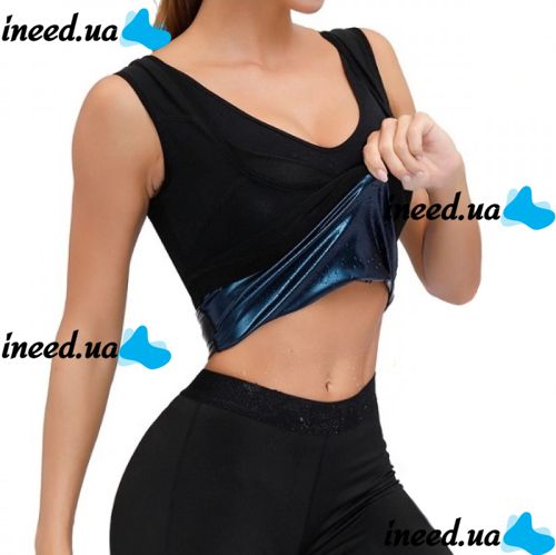 Женская утягивающая майка Sweat Shaper Women's для похудения с эффектом сауны, Майка сауна для занятия спортом для женщин M/L XL/XXL Черная