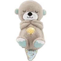 Luminous Breathing Otter Fisher Price FXC66 30cm with Breathing for Children's Sleep, Soft Plush Toy Musical Night Light with Batteries Grey