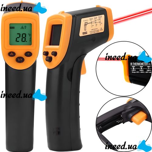 Промышленный бесконтактный градусник пирометр Temperature AR-360 для готовки от -50C до +420C пирометр термометр на батарейках с лазерным визиром