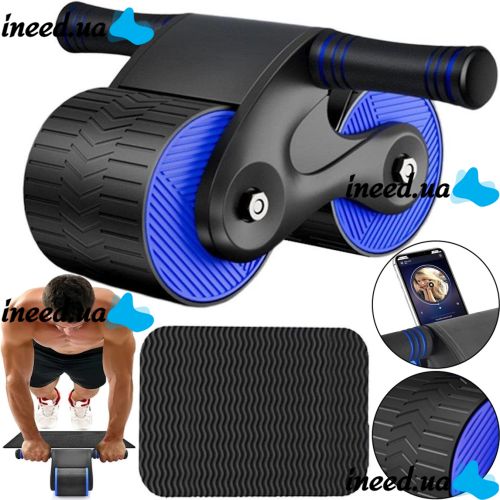 Double roller for the Rebound Abdominal Roller MAG-790 with a return mechanism and a mat, Double wheel simulator for abdominal muscle training