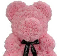 Маленький мишка из искусственных 3D роз Teddy Bear de Luxe 25 см Pink, розовый медведь Тедди