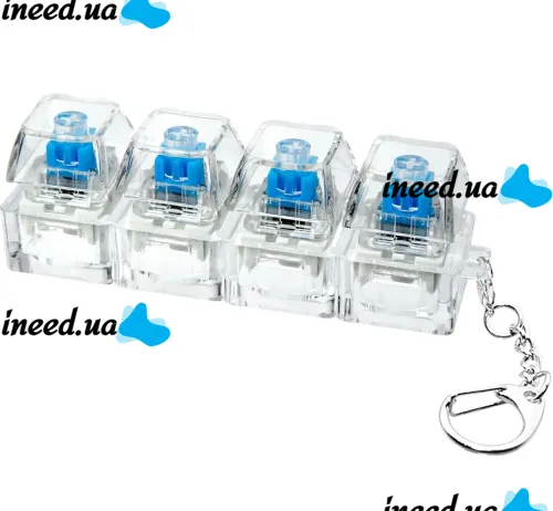 Брелок антистресс кейкап Switch Keychain SK-04 прозрачная игрушка кликер с 4 механическими клавишами, карабином для ключей и RGB подсветкой Jedel