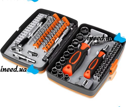 Набор отверток с трещоткой Torx Ratchet GS227 68 в 1 ручной комплект инструментов с храповым механизмом, битами и насадками в пластиковом кейсе