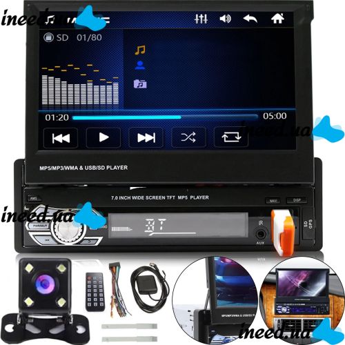 Автомагнитола с выдвижным экраном 7" Bluetooth Car Stereo SWM 9601G Магнитола 1DIN в машину MP5 FM/AM с монитором и камерой заднего вида 9612G