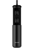 Беспроводные Bluetooth наушники с кейсом Awei T5 Black вакуумные наушники-гарнитура с шумоподавлением и микрофоном блютуз в чехле док-станция Черные