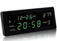 Электронные настольные часы Caixing CX 909-A с зеленой Led подсветкой, Настольные цифровые часы красные с датой и термометром от сети 220V