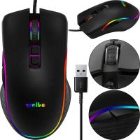 Игровая проводная компьютерная мышка Weibo S320 USB 7 Кнопок с RGB подсветкой для ПК, Геймерская USB мышь 4800 DPI для компьютера и ноутбука Черная
