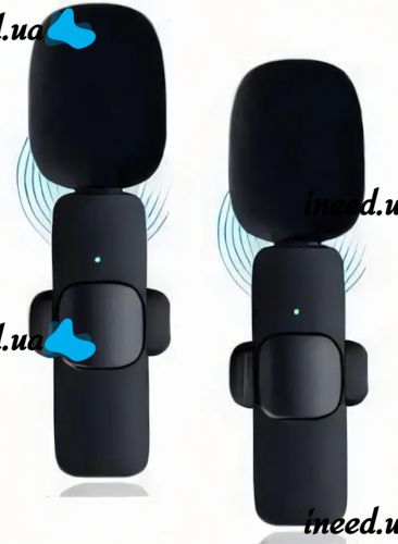 Петличный двойной микрофон K35 с AUX для смартфона с прищепкой на одежду, Петличка 2 микрофона с шумоподавлением для блогера 3,5 мм до 20м Черная
