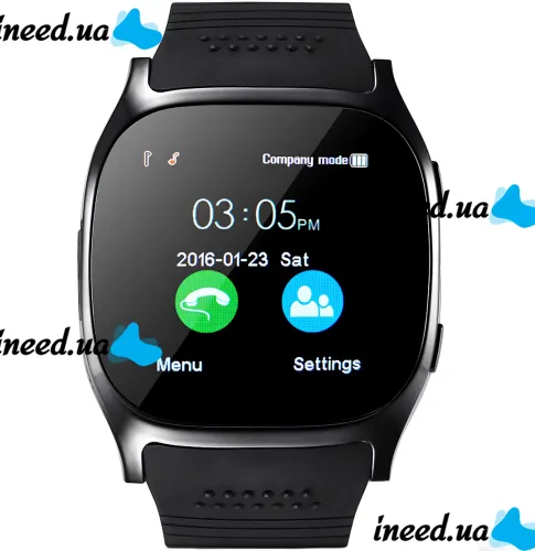 Наручные Смарт часы Smart Watch T8 Black c камерой, диктофоном и фитнес трекером, аккумуляторные умные Bluetooth часы с пульсометром Черные