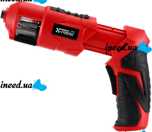 Бездротова акумуляторна викрутка X-POWER KCS625-Z6B 4 Нм електровикрутка револьверного типу 1300mAh електрична з набором біт від USB Червона