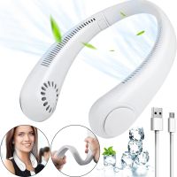 Беспроводной мини вентилятор на шею Bladeless neck cooler VT-1010 3 скорости, Шейный аккумуляторный охладитель A206 3 уровня обдува от USB Белый