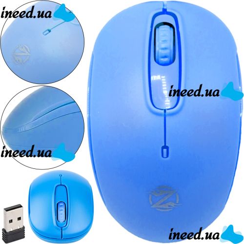 Беспроводная Bluetooth мышка ZornWee W110 Blue для компьютера и ноутбука, Игровая компьютерная блютуз мышь 2.4GHZ USB для ПК от батареек Синяя