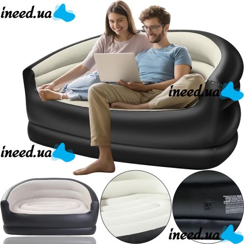 Inflatable Double Sofa Armchair Avenli 98139 Inflatable Sofa up to 200 kg for Relaxation, Flocked Ottoman Bed XL-1134 138x87x71 cm for Home