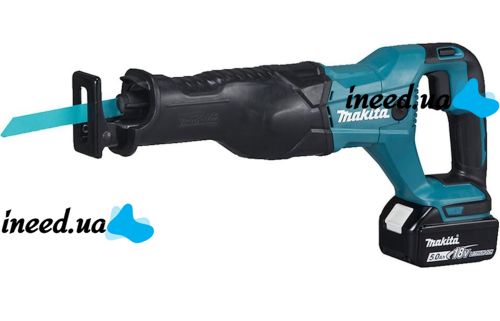 Аккумуляторная сабельная пила Makita DJR186Z 18V 5Ah для резки металла и дерева 2 аккумулятора, Бесщеточная электроножовка Макита с 1 пилой в кейсе