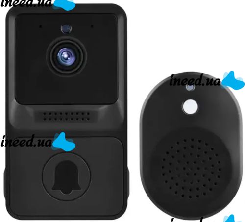Беспроводной дверной видеозвонок домофон Wi-Fi Mini Doorbell AiWit T2 Mini 720p для дома, Аккумуляторный WIFI звонок с камерой Android iOS Черный