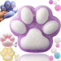 Силиконовая игрушка антистресс сквиш Кошачья лапка Squishy Toys с ворсинками для рук, Детская мялка лапа кота Моти Каваи с шариками 2410-4 для детей