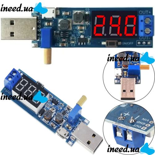 Универсальный понижающий повышающий преобразователь USB WX-6423 DC-DC 3.5-12V 1.2-24V Модуль преобразования напряжения 3.5-12В 1.2-24В с вольтметром