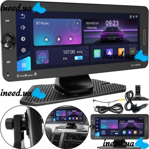 Автомобильный сенсорный монитор экран Carplay 601W 6.9" дюймов дисплей, Беспроводная автомобильная Bluetooth стереосистема FM IOS Android на присоске